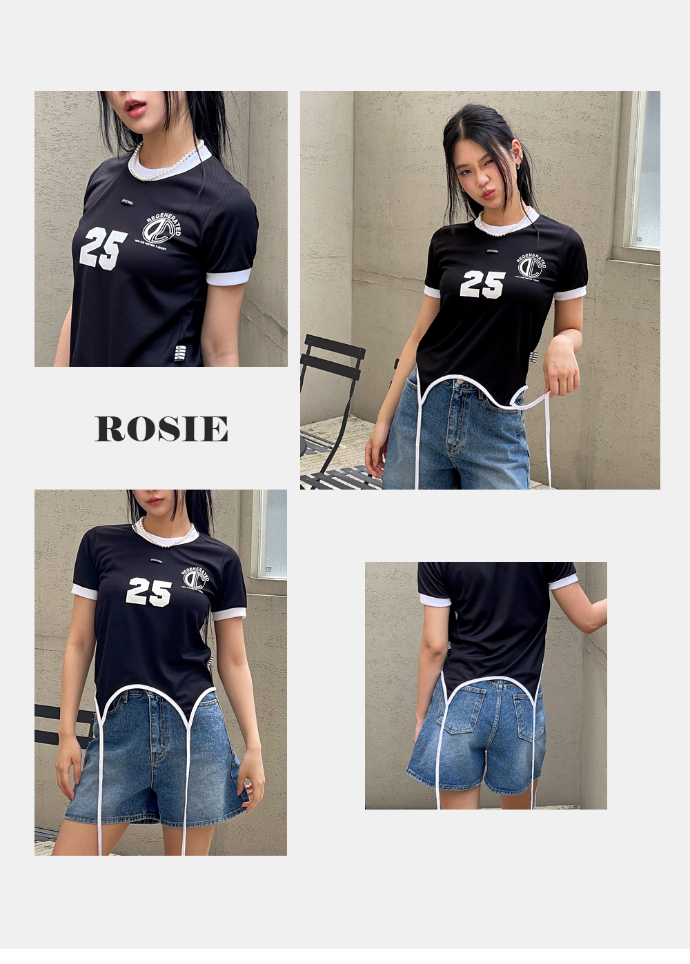 original]レタリングバイカラーストリングクロップトTシャツ